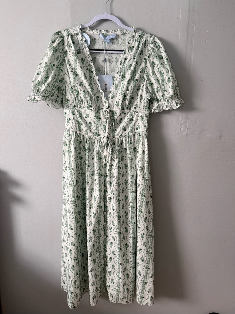 Hill House Sabrina Dress Green Vine Stripe Cotton - Picture 2 of 10